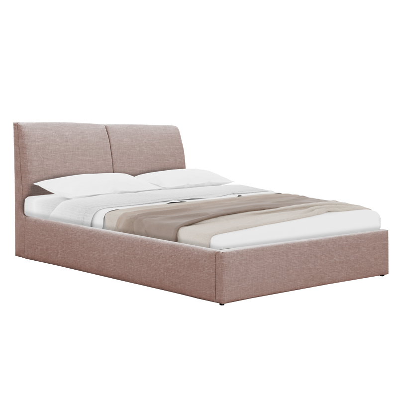 Double bed Violaine fabric beige with storage 160x200cm