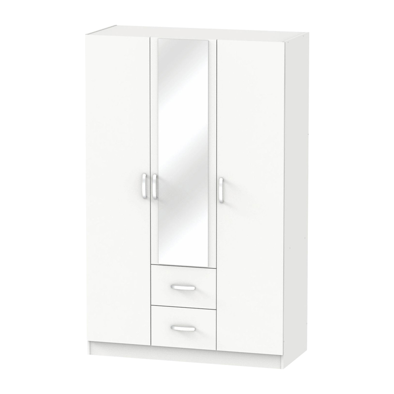 Dillion white melamine three-leaf wardrobe 120x52x190cm