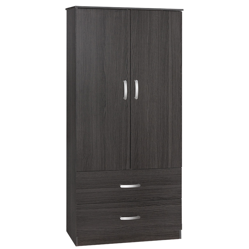 Wardrobe Zelia with 2 doors and drawers in wenge color 79x42x180cm