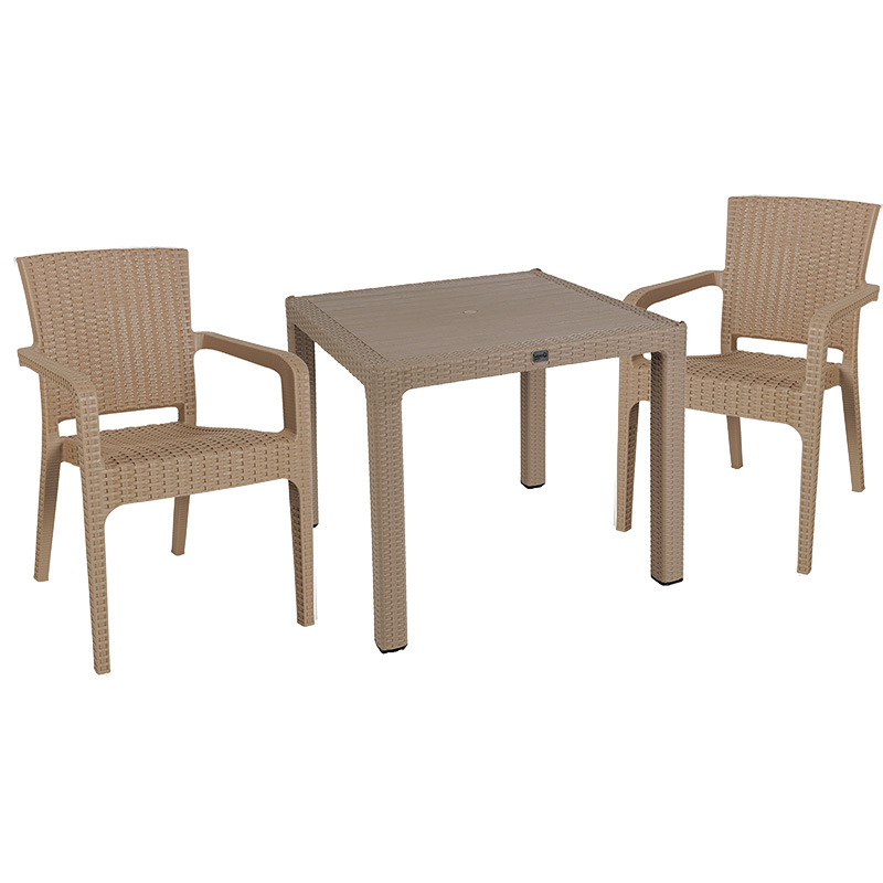 Dining set Explore-Halcyon set 3pieces PP cappuccino 90x90x73,5cm