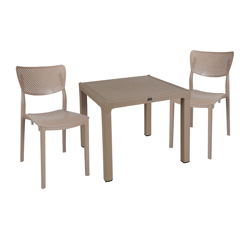 Dining set Explore-Ignite set 3pieces PP cappuccino 90x90x73,5cm