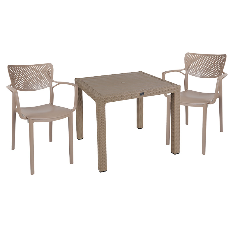 Dining set Explore-Fontline set 3pieces PP cappuccino 90x90x73,5cm