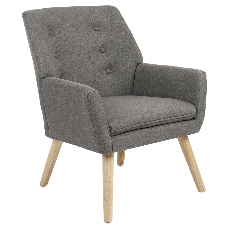 Armchair Likable fabric grey natural 67x89x86cm