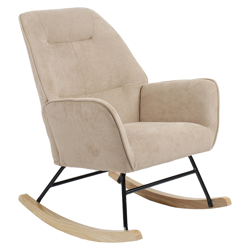 Rocking Armchair Exultant fabric beige-natural 75x68x95cm