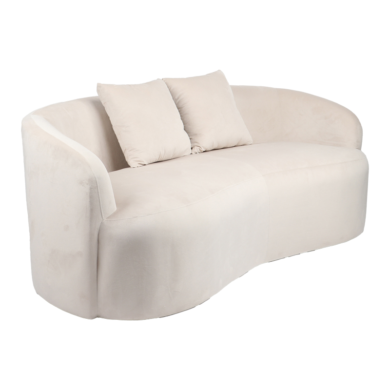 2-seater sofa Raini with cushions cream velvet 178x82x68cm