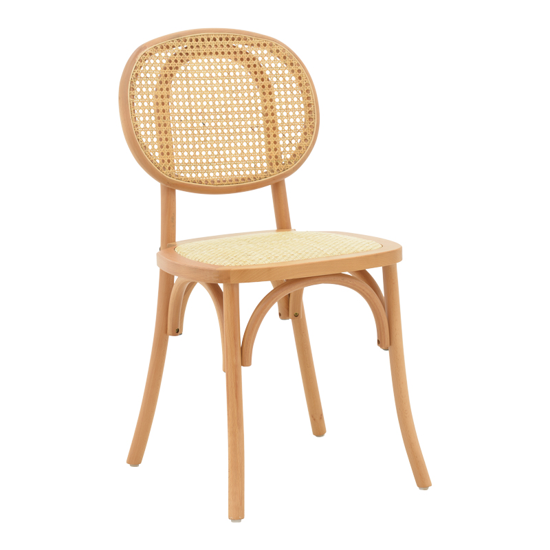 Zoel stackable chair beech wood and rattan in natural shade 45x52x82cm