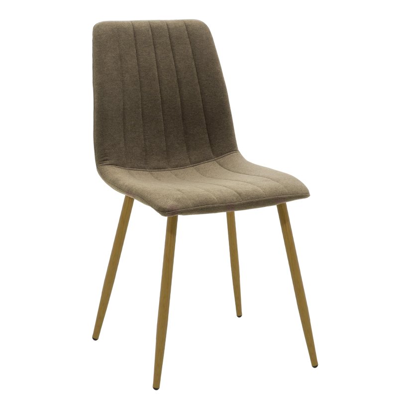 Chair Noor brown fabric-natural metal leg 44x55x86cm