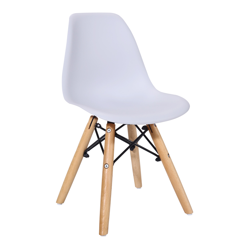 Julita chair for children PP white pp and natural beech wood 35x31x57.5cm