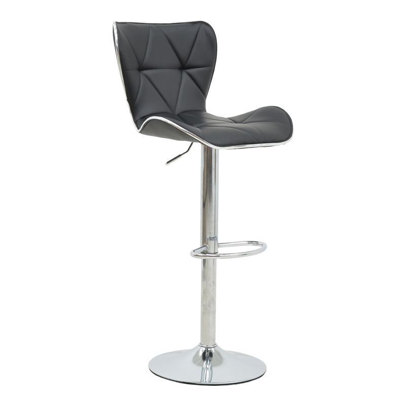 Bar stool Jorine height adjustable black pu-chrome base 53x44x114cm