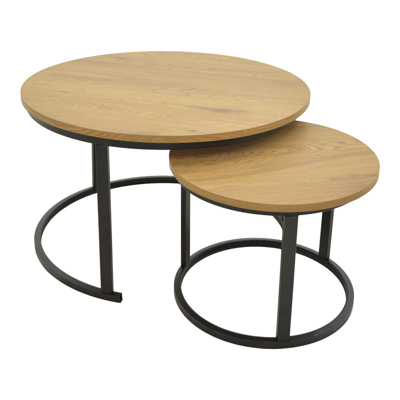 Coffee table Revelon set of 2 mdf in oak color