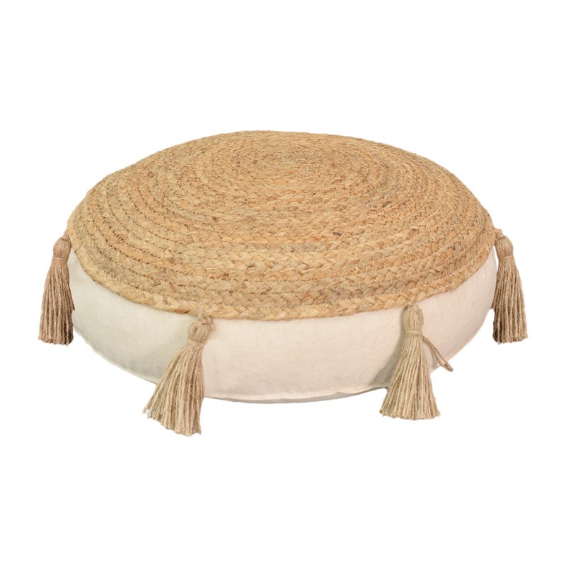 Puff chair pillow Εlefon Inart natural-ecru fabric D40x7.5cm