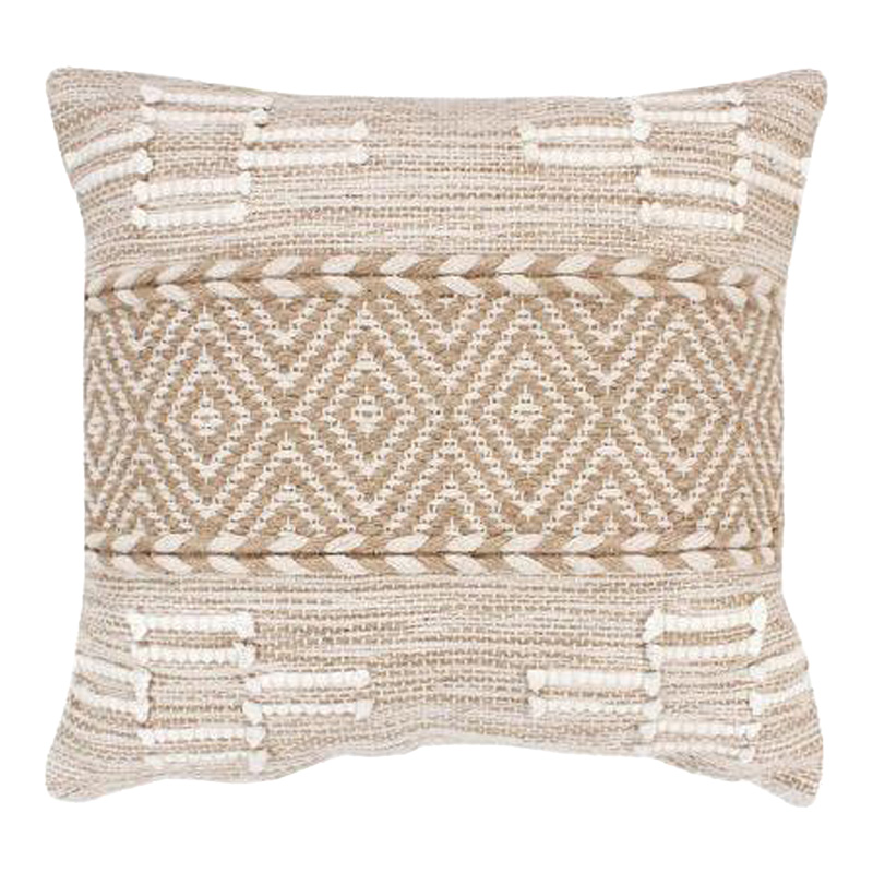 Mitto Inart jute-cotton cushion in beige-white shade 45x45x2cm