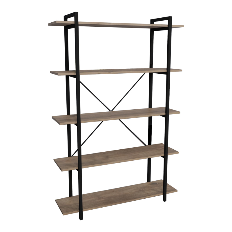 Bookcase Reson oa melaminek-black metal 120x34x180cm