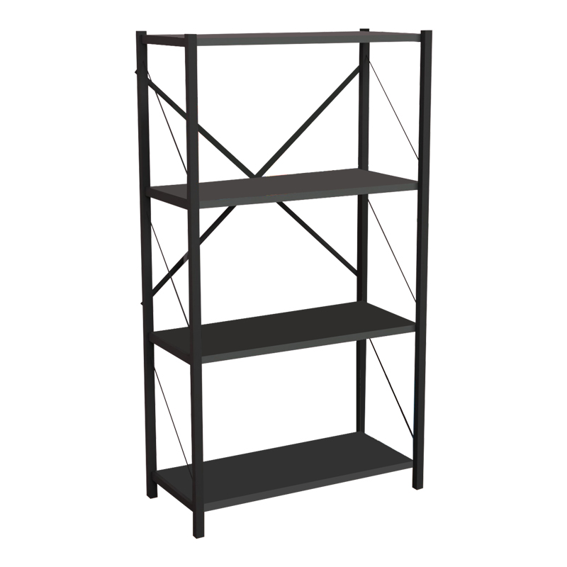 Bookcase Jackrey anthracite melamine-black metal 60x30x114cm