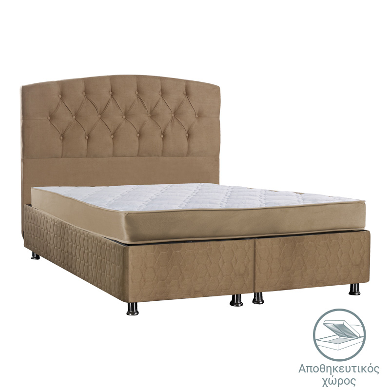 Lanse double bed with storage space beige 160x200cm