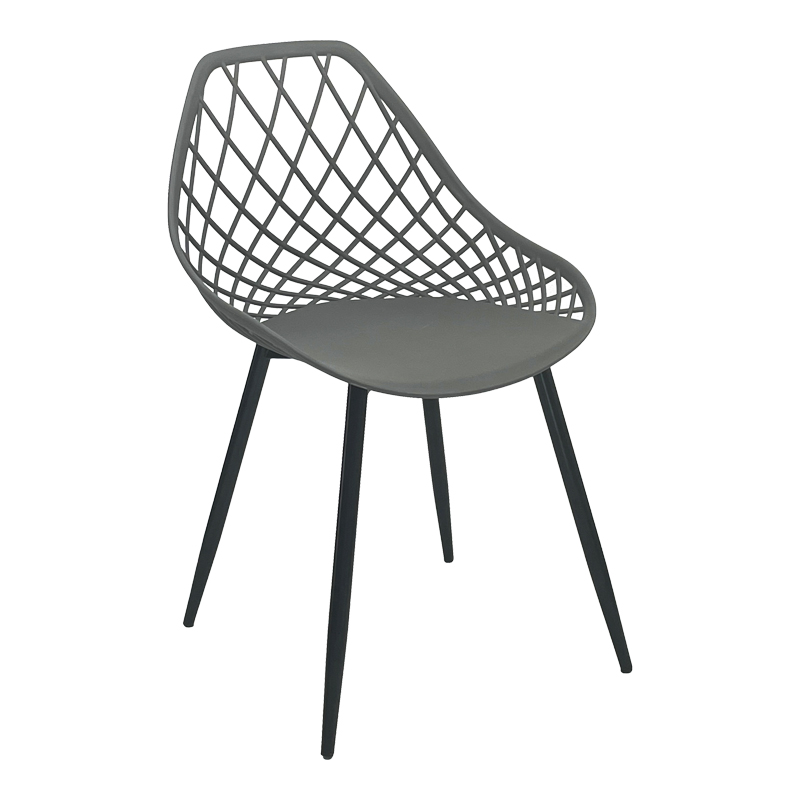 Suan pp chair in charcoal shade and black metal leg 56x49x82cm
