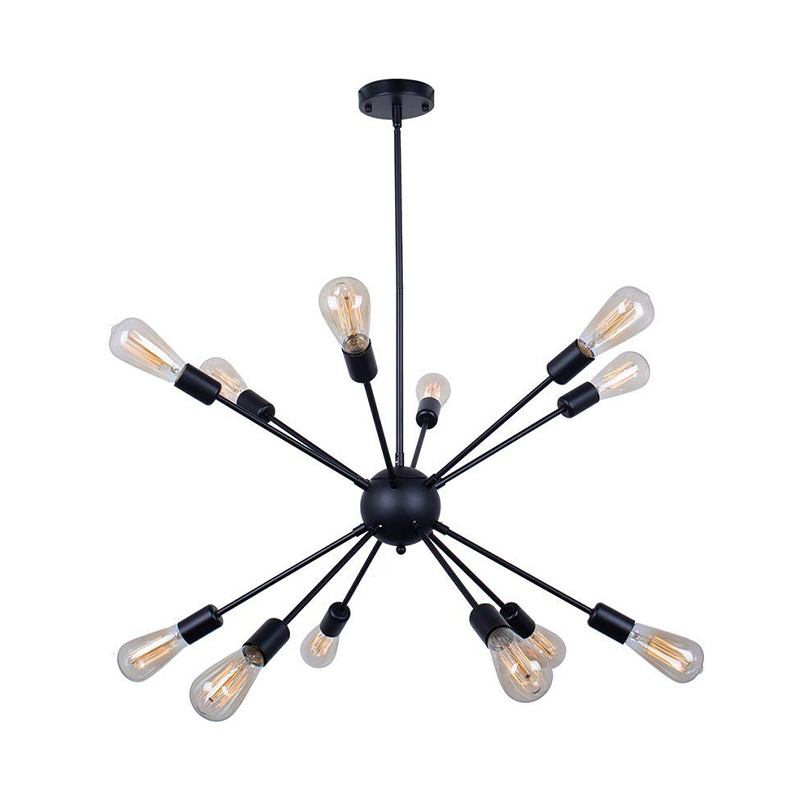 Multi-light ceiling lamp Ponile black metal 52x52x100cm