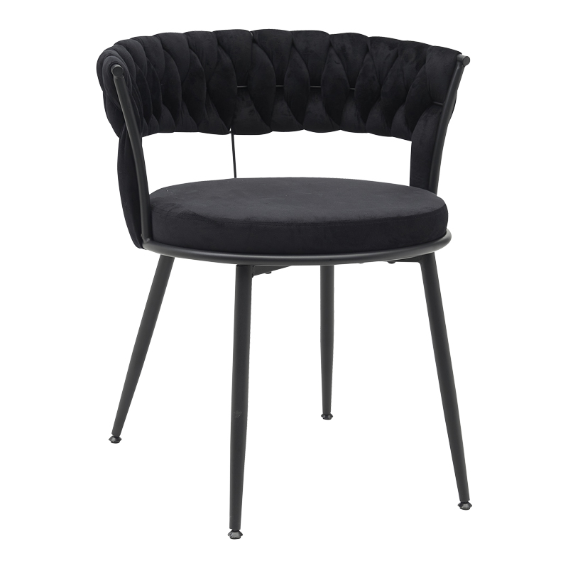 Chair Alkia in black velvet with black metal leg 60x57x68cm