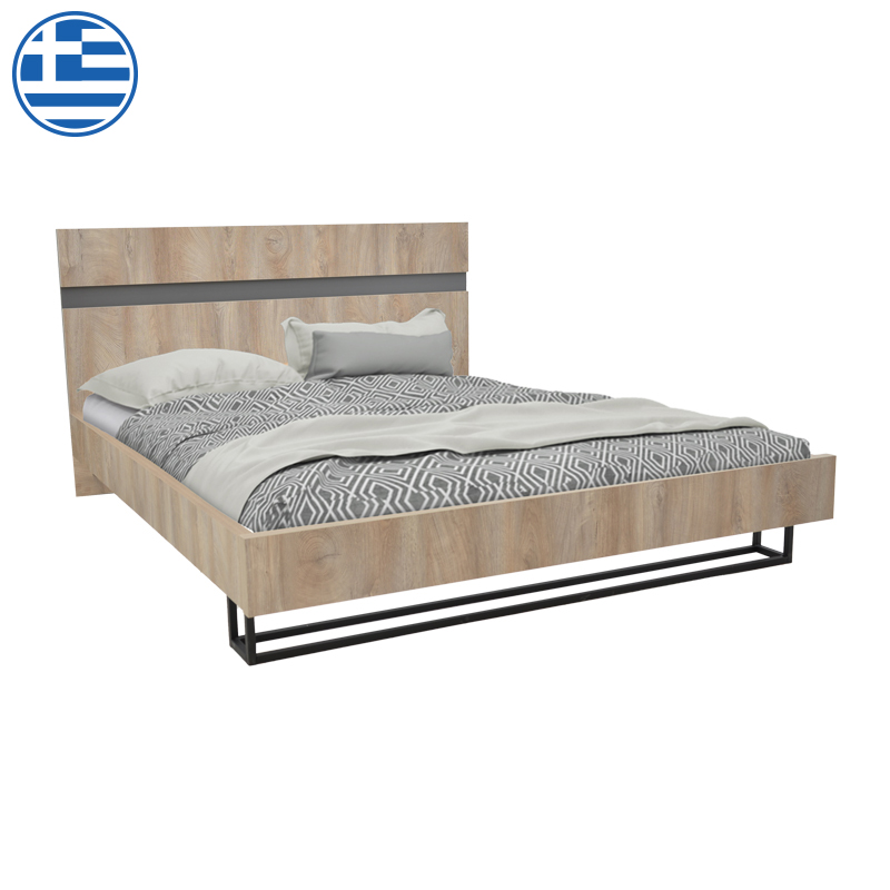 Double bed Elencia in oak with grey color 160x200cm