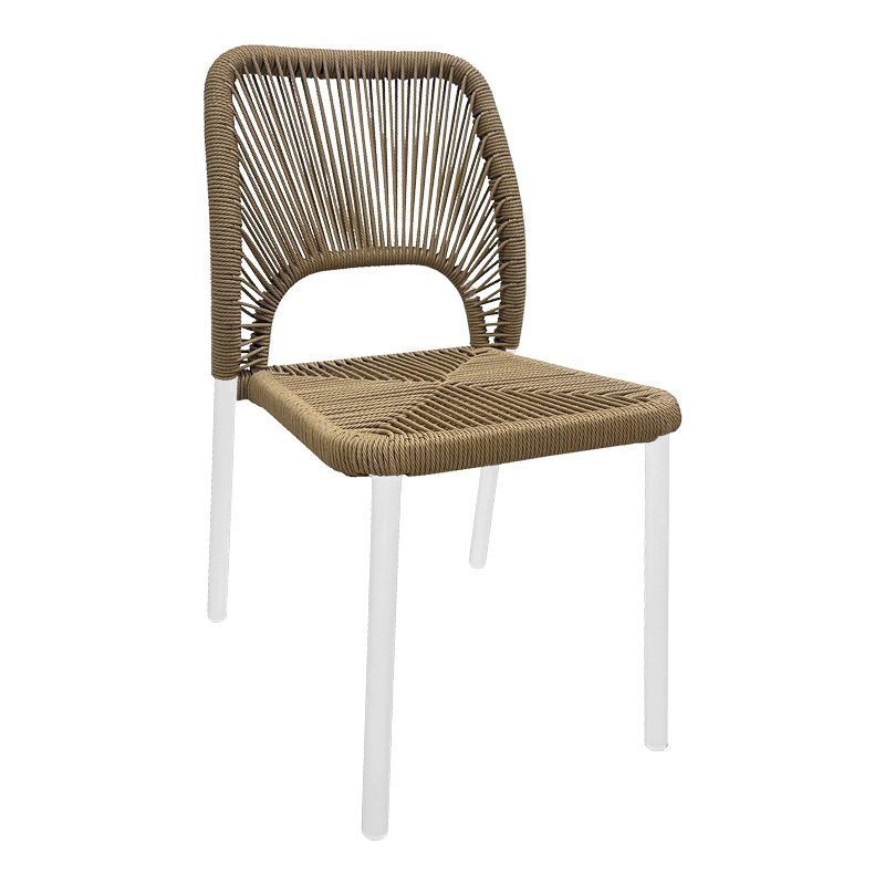 Aluminum chair Norture stackable white frame-natural rattan 45x63x82cm