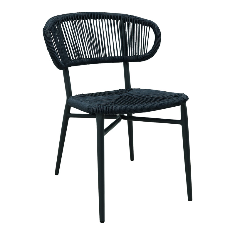 Aluminum-pe rattan chair Agus stackable in black shade 55x63x77cm