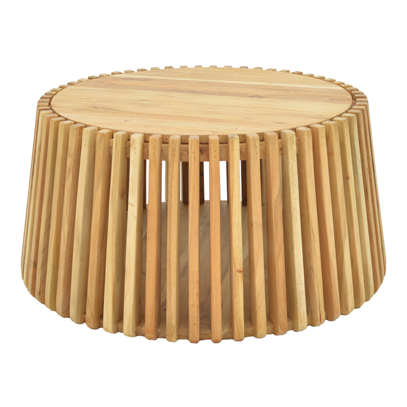 Table with storage space Nesta acacia wood in natural shade Φ70x33cm