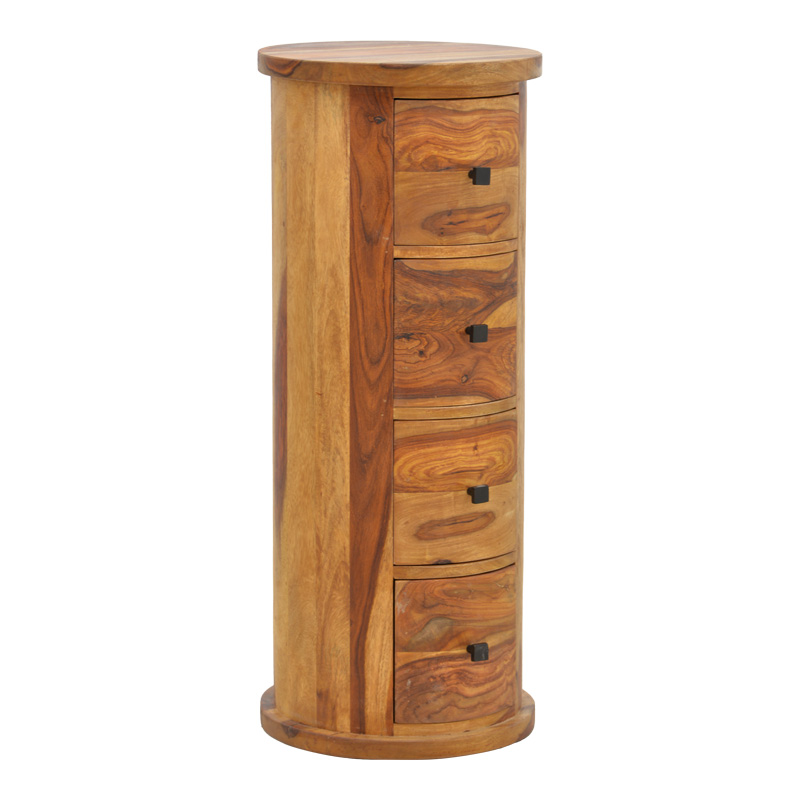 Settie chest of drawers, solid sheesham wood in walnut shade, Φ35x85cm