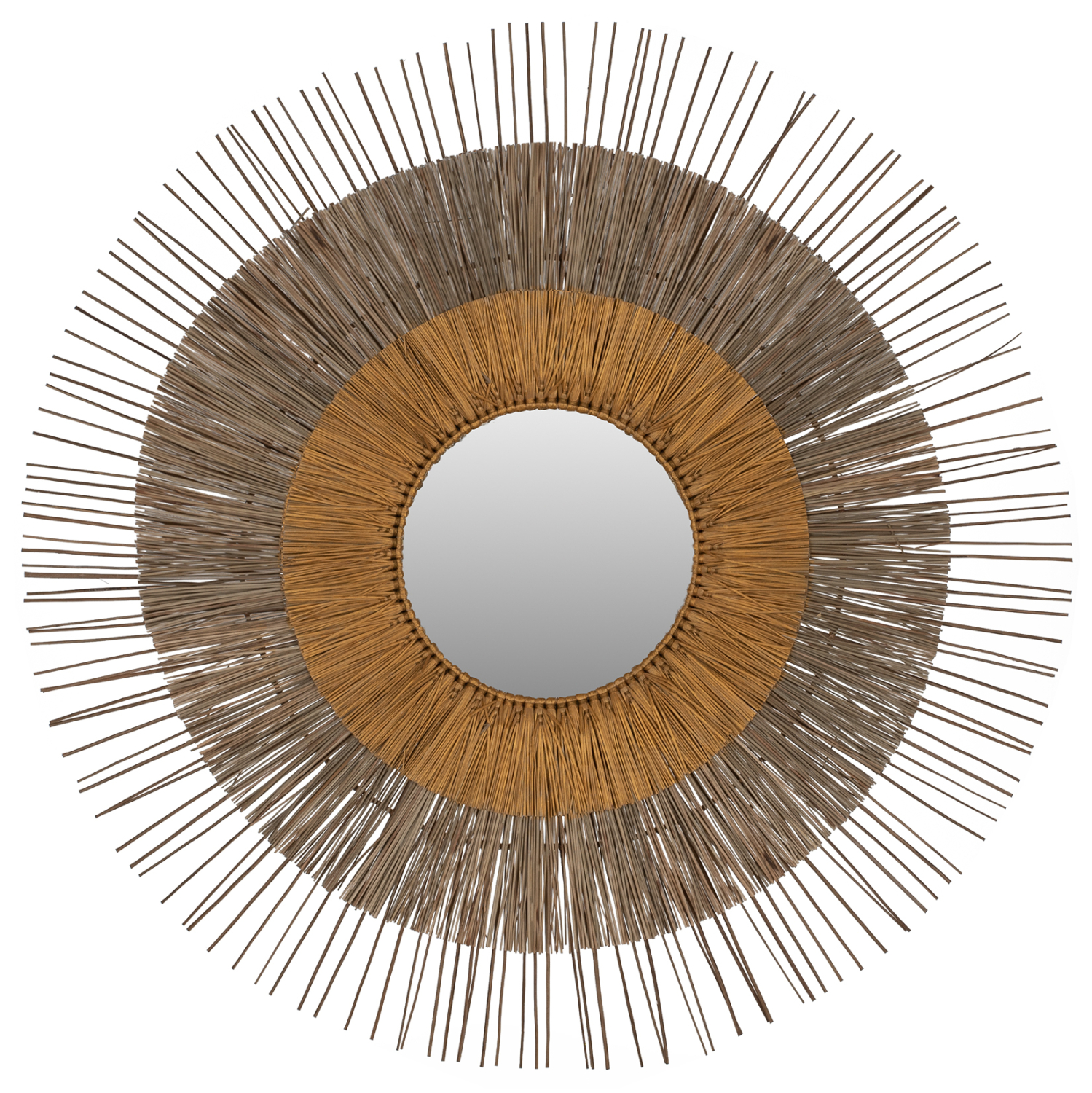 MIRROR WITH MENDONG GRASS FRAME NATURAL-GOLD COLOR Φ105cm. HM7798
