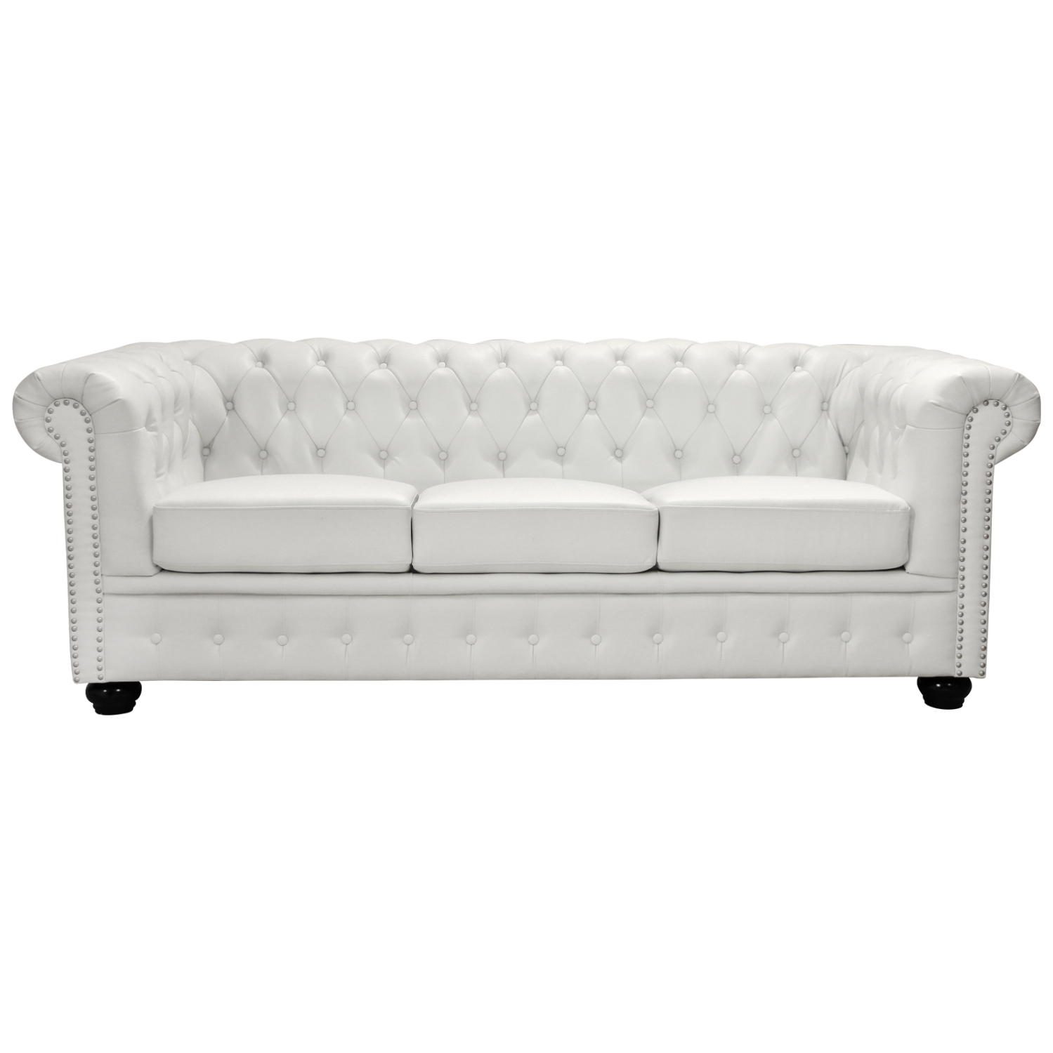 Sofa 3 seater Chesterfield type HM3009.02 white matte Faux Leather 208x90x73 cm