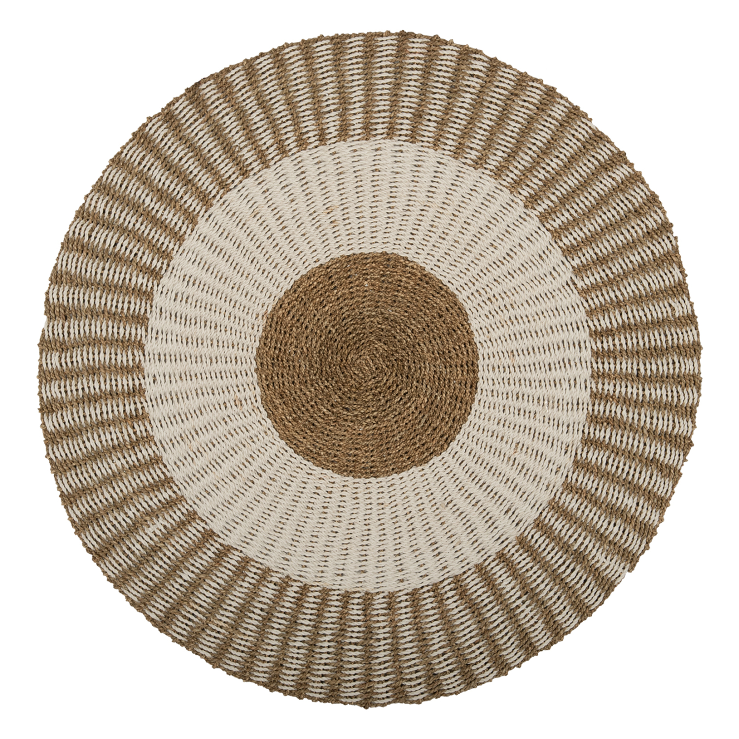 ROUND CARPET KIRKI HM7840 NATURAL SEAGRASS FIBERS IN WHITE-NATURAL COLOR Φ120cm.