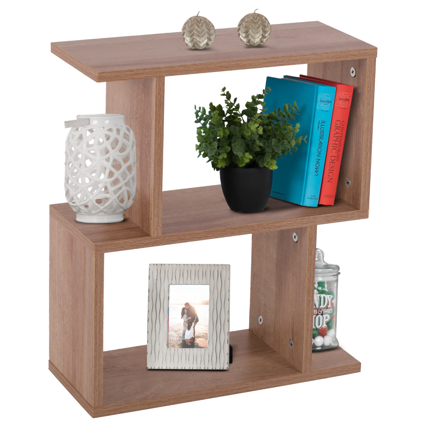 SIDE TABLE AMEER WITH STORAGE SPACES HM8881.11 MELAMINE IN NATURAL COLOR 50x17x56Hcm.