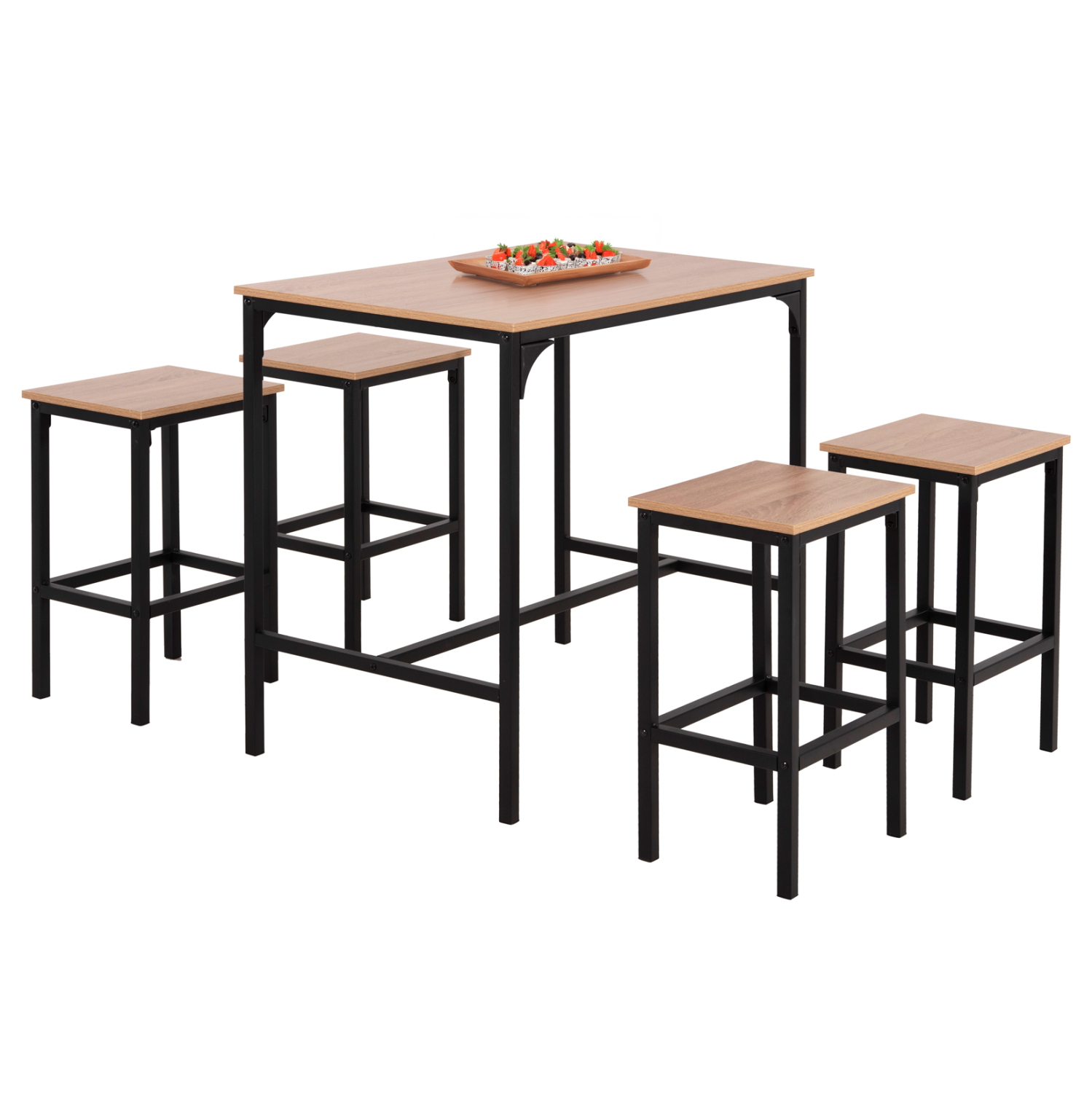 DINING SET FOR BARS 5PCS BOXY HM9882.01 BLACK METAL FRAMES- MELAMINE IN SONAMA