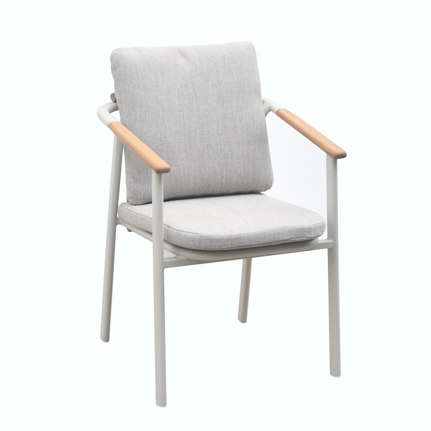 ALUMINUM DINING CHAIR SENTI HM6204.02 FRAME IN CREAM WHITE & OLEFIN FABRIC IN BEIGE 60x55.5x90Hcm.