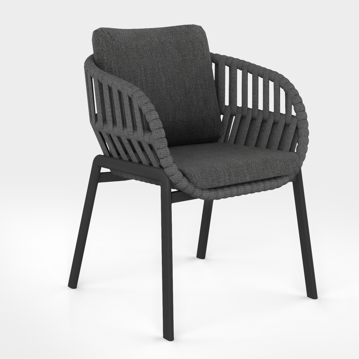 DINING ARMCHAIR EOS SM6212.01 DARK GREY ALUMINUM-STRAPS-OLEFIN FABRIC 65x62x80Hcm.