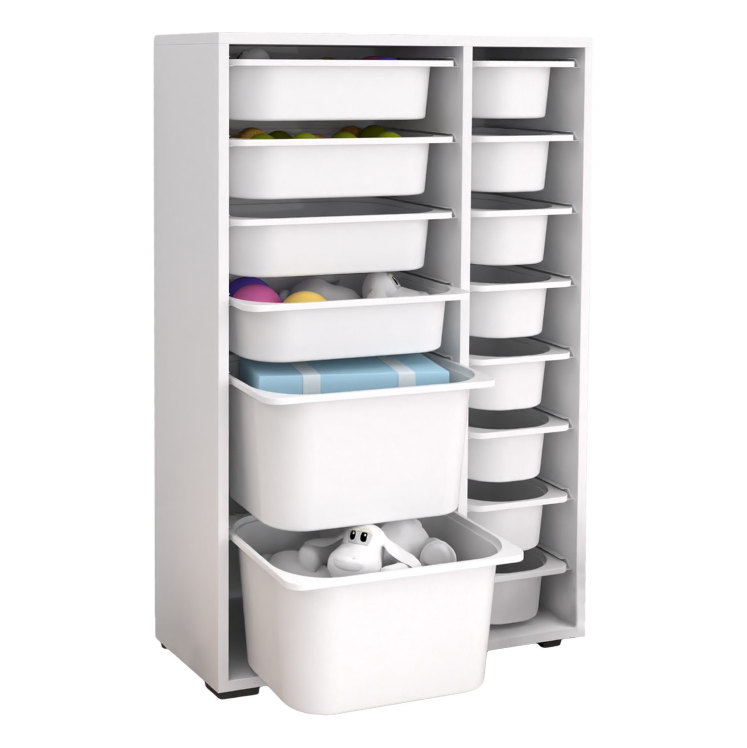 CHEST OF DRAWERS SANI HM18211.01 MELAMINE IN WHITE-14 WHITE P.E. DRAWERS 69,5x30x109Hcm.